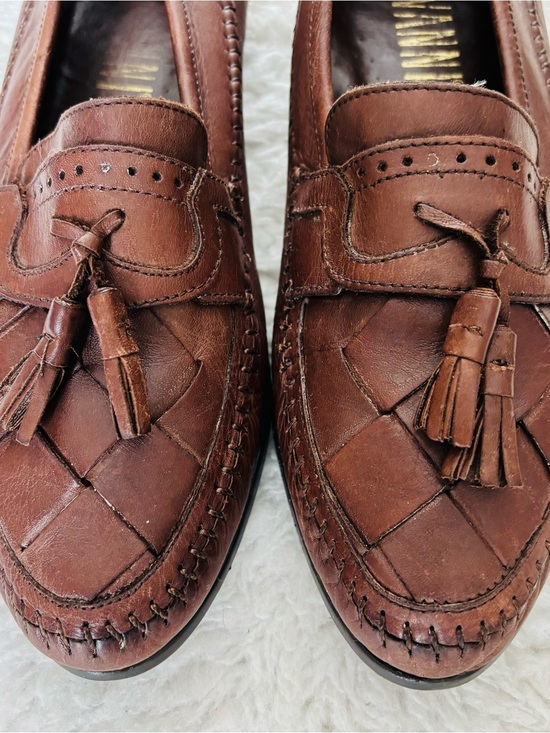 Giovanni Woven Genuine Brown Leather Tassel Loafers for Men size 10 M main image 8